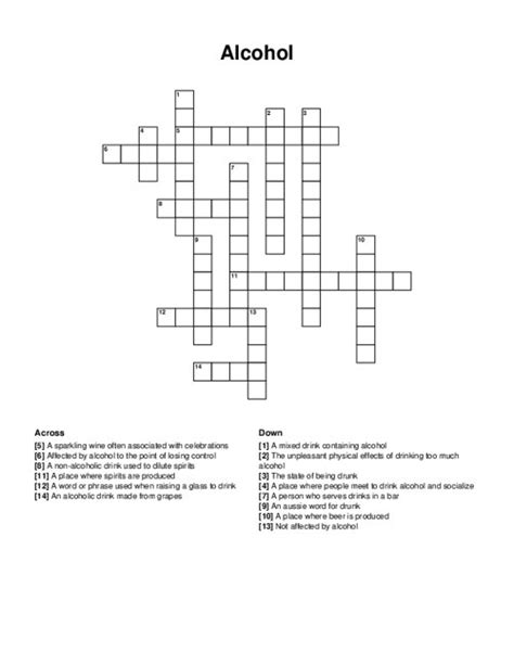 ETHYL ALCOHOL crossword clue .